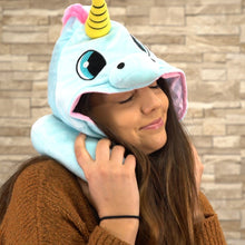 Load image into Gallery viewer, Hooded Unicorn Travel Pillow