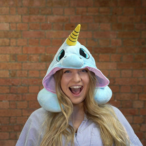 Hooded Unicorn Travel Pillow